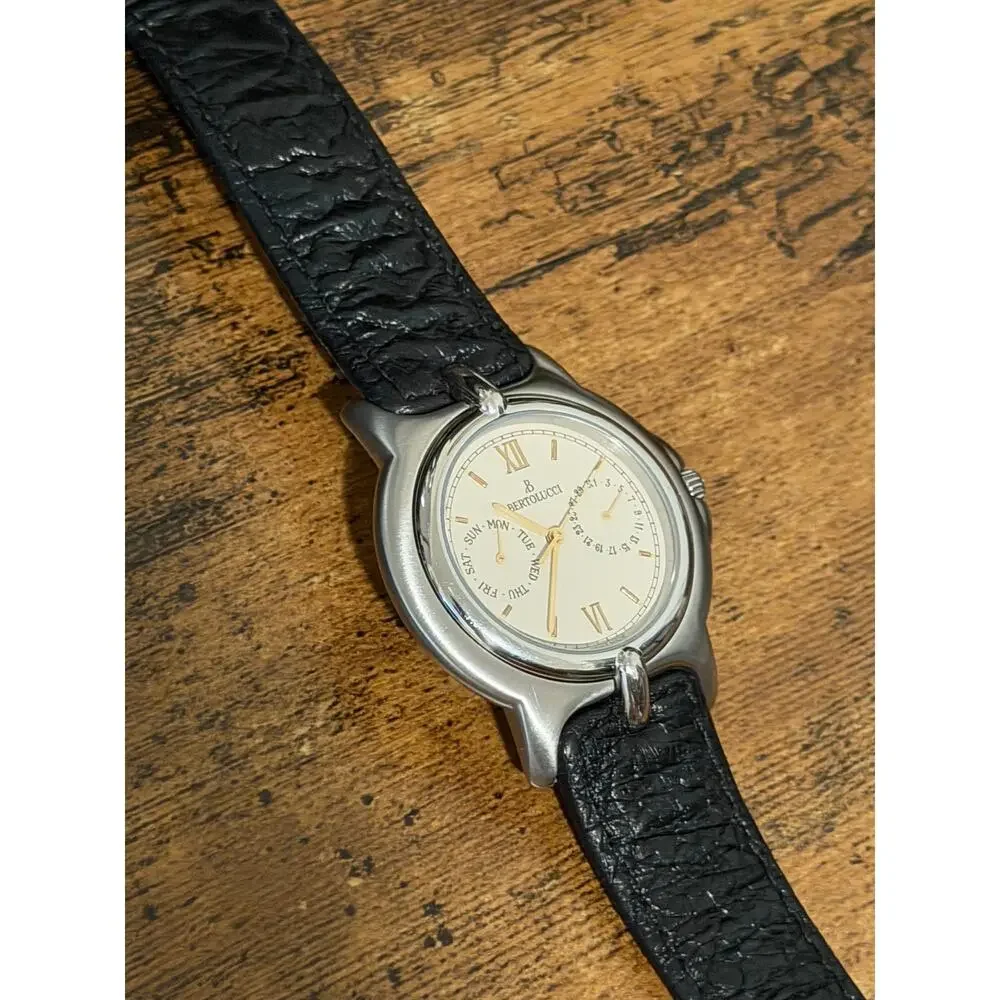 Bertolucci Pulchra Swiss Quartz Watch Day Date Cream Dial Leather Strap